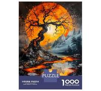 Rompecabezas De 1000 Piezas para Adolescentes Orange Moon Landscape Rompecabezas para Adultos Juguetes Antiestrés Mejora La Memoria Gran Regalo para Jugar 70x50cm/1000pcs