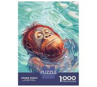 Rompecabezas De 1000 Piezas para Adolescentes Orangutan Floating Peacefully in Water Rompecabezas para Adultos Juguetes Antiestrés Ensamblaje De Patrones Desafiante De Completar 38x26cm/1000pcs