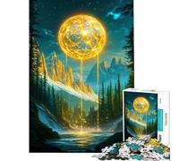 Rompecabezas de 1000 Piezas para Adolescentes Orbe Dorado en el Valle de la montaña Ayuda a ejercitar el Cerebro Decoración de Pared Juguetes Aptos para Mayores de 14 años (50x75cm)