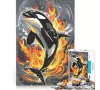 Rompecabezas de 1000 Piezas para Adolescentes Orca Saltando Fuera del Agua decoración de Pared Regalo de cumpleaños para Fortalecer el Amor Entre Parejas 38x52cm