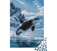 Rompecabezas De 1000 Piezas para Adolescentes Orca Whale Jumping Art Print Rompecabezas para Adultos Juguetes De Bricolaje Desafío Difícil Cumpleaños 38x26cm/1000pcs