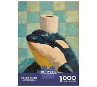 Rompecabezas De 1000 Piezas para Adolescentes Orca with Toilet Paper Hat Painting Rompecabezas para Adultos Juego Familiar Decoración del Hogar Regalos para Reducir El Estrés 52x38cm/1000pcs