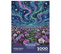 Rompecabezas De 1000 Piezas para Adolescentes Orchid Field Under Northern Lights Rompecabezas para Adultos Juegos Relajantes Corte De Precisión Regalos Y Cumpleaños Únicos 52x38cm/1000pcs