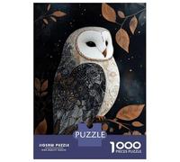 Rompecabezas De 1000 Piezas para Adolescentes Ornate Barn Owl on Branch Rompecabezas para Adultos Juego De Ingenio Decoración Ayuda A Ejercitar El Cerebro 38x26cm/1000pcs