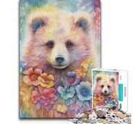 Rompecabezas de 1000 Piezas para Adolescentes, Osito de Peluche con Flores, Juegos Familiares, decoración del hogar, Regalos de Amigo Secreto (50x75cm)