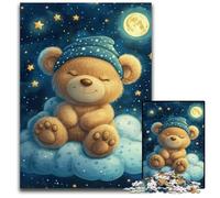 Rompecabezas de 1000 Piezas para Adolescentes Osito de Peluche en la Luna Rompecabezas de Madera Ideas de Regalo para niños de 14 años o más 50x75cm