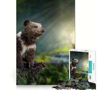 Rompecabezas de 1000 Piezas para Adolescentes Osito Sentado en un tocón Articulaciones Suaves Diversión,Juego cognitivo,Tiempo Libre,Regalo Festivo y de Ocio (50x75cm)