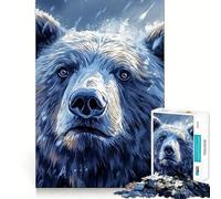 Rompecabezas de 1000 Piezas para Adolescentes Oso Azul en la Nieve Diseño de Corte preciso Juego Que estimula la Mente,Ideal para Relajarse o para Disfrutar de la Navidad 50x75cm