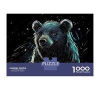 Rompecabezas de 1000 piezas para adolescentes, oso con ojos azules, rompecabezas para adultos, juego familiar, divertido y humorístico, desafío educativo, 38 x 26 cm, 1000 piezas
