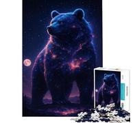 Rompecabezas de 1000 Piezas para Adolescentes Oso cósmico Juego Educativo para observar Las Estrellas Juguetes didácticos Regalo artístico Corte de precisión (tamaño 38x26cm)