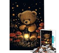 Rompecabezas de 1000 Piezas para Adolescentes Oso de Peluche con Linterna Ayuda a ejercitar el Cerebro Difícil Juegos relajantes Apto para Mayores de 14 años 50x75cm