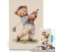 Rompecabezas de 1000 Piezas para Adolescentes Oso de Peluche Jugando al Golf Juegos educativos Entrena tu Cerebro y Tus Manos colección de Artistas Bellas Artes 50x75cm