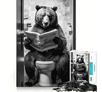 Rompecabezas de 1000 Piezas para Adolescentes Oso en el baño,Divertido,para el baño,con Corte preciso,Rompecabezas de lógica,Juego para Pasar el rato, Relajante (50x75cm)