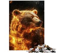 Rompecabezas de 1000 Piezas para Adolescentes Oso en Llamas Majesty Rompecabezas de Corte preciso para Adolescentes Interacción Entre Padres e Hijos cumpleaños (38x52cm)