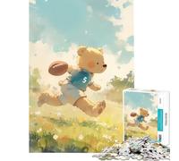 Rompecabezas de 1000 Piezas para Adolescentes Oso Fútbol Americano Juguetes Juegos Educativos Juego de Acertijos para Toda la Familia Regalo de Cumpleaños (Tamaño 38x26cm)