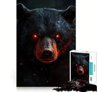 Rompecabezas de 1000 Piezas para Adolescentes Oso Negro con Ojo Rojo,articulaciones Suaves,diversión cognitiva,Juego Casual,Tiempo Libre,Regalo Festivo (50x75cm)