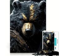 Rompecabezas de 1000 Piezas para Adolescentes Oso Negro Guerrero,decoración de Corte preciso,Juguete para ejercitar el Cerebro,Juego de Paz,Regalo Divertido de Navidad (38x26cm)