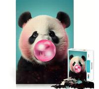 Rompecabezas de 1000 Piezas para Adolescentes Oso Panda Chicle,Corte preciso,Manualidades,diversión cognitiva,Juego de Ocio,decoración navideña para el hogar (38x26cm)