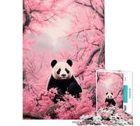 Rompecabezas de 1000 Piezas para Adolescentes Oso Panda perdido Entre cerezos en Flor Divertidas Actividades en casa Juego Educativo de desafío difícil para Mayores de 14 años 38x52cm