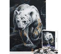 Rompecabezas de 1000 Piezas para Adolescentes Oso Polar con Vetas Doradas Juguetes de Bricolaje Grandes Regalos y Juguetes Juego Educativo interacción Entre Padres e Hijos tamaño 38x52cm