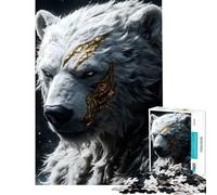 Rompecabezas de 1000 Piezas para Adolescentes Oso Polar Dorado Animal Rompecabezas para Adolescentes Juego Familiar decoración de Pared difícil y desafiante (tamaño 38x26cm)