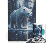 Rompecabezas de 1000 Piezas para Adolescentes Oso Polar en un país de Las Maravillas Invernal Juguete Educativo Actividades Familiares Regalo para Mujeres 50x75cm