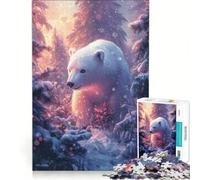 Rompecabezas de 1000 Piezas para Adolescentes Oso Polar en un país de Las Maravillas Invernal Juguete Educativo Actividades Familiares Regalo para Mujeres 38x52cm