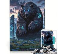 Rompecabezas de 1000 Piezas para Adolescentes: Oso rúnico Antiguo, guardián de Las Piedras místicas Juegos relajantes, desafiantes para completar, Que mejoran el Amor Entre Parejas 38x26cm