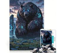 Rompecabezas de 1000 Piezas para Adolescentes: Oso rúnico Antiguo, guardián de Las Piedras místicas, Juego práctico, desafío difícil, colección de Artistas, Bellas Artes 50x75cm