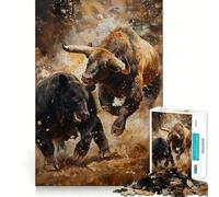 Rompecabezas de 1000 Piezas para Adolescentes Oso vs Toro Comercio de criptomonedas Arte de Borde Exacto Resolución de Problemas Juego Divertido y Acogedor Exhibición de Arte navideño (50x75cm)