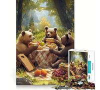 Rompecabezas de 1000 Piezas para Adolescentes Osos de Picnic en el Bosque Diversión para Todos los Gustos Juego Casual para el Tiempo Libre Regalo Ideal para el Ocio y Las Fiestas (38x26cm)