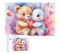 Rompecabezas de 1000 piezas para adolescentes, osos del amor, ilustración de corazón, para adultos, juego práctico pero divertido y divertido como regalo para toda la familia, 1000 piezas
