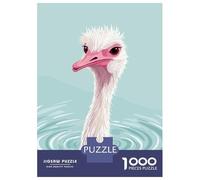 Rompecabezas De 1000 Piezas para Adolescentes Ostrich in Water Illustration Rompecabezas para Adultos Juego De Ingenio Ensamblaje De Patrones Desafiante De Completar 38x26cm/1000pcs