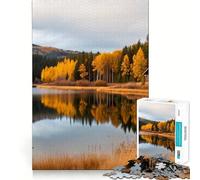 Rompecabezas de 1000 Piezas para Adolescentes Otoño en un Lago en el Bosque,Reflejo de la Naturaleza,articulaciones Suaves,diversión,Entrenamiento Mental,Juego Casual,Tiempo Libre,decoración navideña