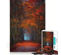 Rompecabezas de 1000 Piezas para Adolescentes Otoño Mañana con Niebla Arte de Borde Exacto Juguete de Entrenamiento Cerebral Juego de Tiempo Acogedor Exhibición de Arte navideño (38x52cm)