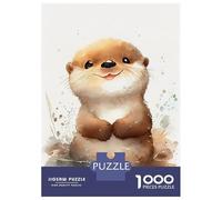 Rompecabezas De 1000 Piezas para Adolescentes Otter Cute Watercolor Rompecabezas para Adolescentes Juego De Ingenio Una Obra De Arte Diversión En Casa Actividades, 38x26cm/1000pcs