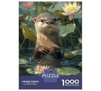 Rompecabezas De 1000 Piezas para Adolescentes Otter in Lotus Water Rompecabezas para Adultos Juego De Ingenio Juego De Corte De Precisión Regalos Desafiantes 70x50cm/1000pcs