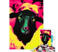 Rompecabezas de 1000 Piezas para Adolescentes Oveja Negra en neón Juguete Educativo para Aprender y Mejorar la Memoria Regalo de cumpleaños (Tamaño 38x52cm)