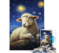 Rompecabezas de 1000 Piezas para Adolescentes Ovejas bajo la Noche Estrellada Rompecabezas para Adultos Juguetes de Bricolaje Regalo de cumpleaños para Amigos y Familiares (tamaño 38x26cm)