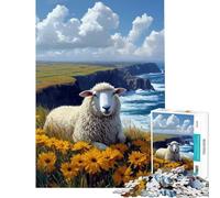 Rompecabezas de 1000 Piezas para Adolescentes Ovejas en un Campo de Flores Un Reto para completar Decoración Juegos relajantes para Mayores de 14 años (50x75cm)