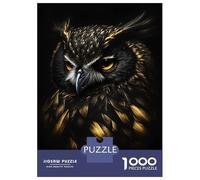 Rompecabezas De 1000 Piezas para Adolescentes Owl Black Gold Rompecabezas para Adolescentes Juegos Relajantes Montaje De Patrones Regalos para Amigos Y Familiares 52x38cm/1000pcs