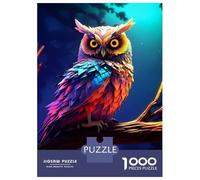Rompecabezas De 1000 Piezas para Adolescentes Owl Blue Night Rompecabezas para Adultos Juego Práctico Desafío Difícil Difícil Y Desafiante 38x26cm/1000pcs