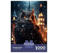 Rompecabezas De 1000 Piezas para Adolescentes Owl in Black at Night Rompecabezas para Adultos Juegos Relajantes Vacaciones En Casa Matar El Tiempo 38x26cm/1000pcs