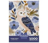 Rompecabezas De 1000 Piezas para Adolescentes Owl in Floral Watercolor Illustration Rompecabezas para Adultos Juegos Familiares Mejora La Memoria Cumpleaños Y Navidad 70x50cm/1000pcs