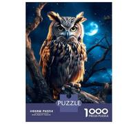 Rompecabezas De 1000 Piezas para Adolescentes Owl in The Woods at Night Rompecabezas para Adultos Juegos Familiares Corte De Precisión Regalos Y Cumpleaños Únicos 52x38cm/1000pcs
