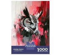 Rompecabezas De 1000 Piezas para Adolescentes Owl Painting with Red Accents Rompecabezas para Adolescentes Juego Práctico Desafío Difícil Oferta como Regalo para Toda La Familia 70x50cm/1000pcs