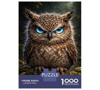 Rompecabezas De 1000 Piezas para Adolescentes Owl with Piercing Blue Eyes Portrait Rompecabezas para Adultos Juego De Ingenio Pero Divertido Y Humorístico Desafío Educativo 38x26cm/1000pcs