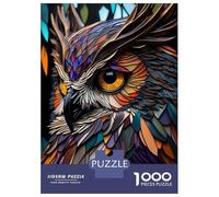 Rompecabezas De 1000 Piezas para Adolescentes Owls Vision Stained Glass Rompecabezas para Adultos Juguetes Antiestrés Mejora La Memoria Gran Regalo para Jugar 38x26cm/1000pcs