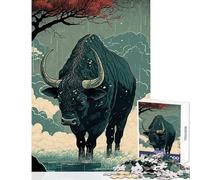 Rompecabezas de 1000 Piezas para Adolescentes Ox Ukiyo E Japón China decoración del hogar Juguetes Regalo de cumpleaños Juegos relajantes para cumpleaños Navidad tamaño 50x75cm
