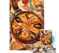 Rompecabezas de 1000 Piezas para Adolescentes Paella con mariscos y Vino Juego práctico y adictivo para Cultivar la Paciencia Un Gran Regalo Un Reto difícil (tamaño 38x52cm)